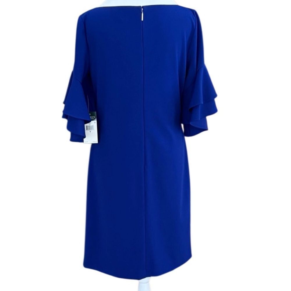 New with tag Ralph Lauren Royal Blue Ruffle Sleeve Mini Dress size 4. - Picture 6 of 11
